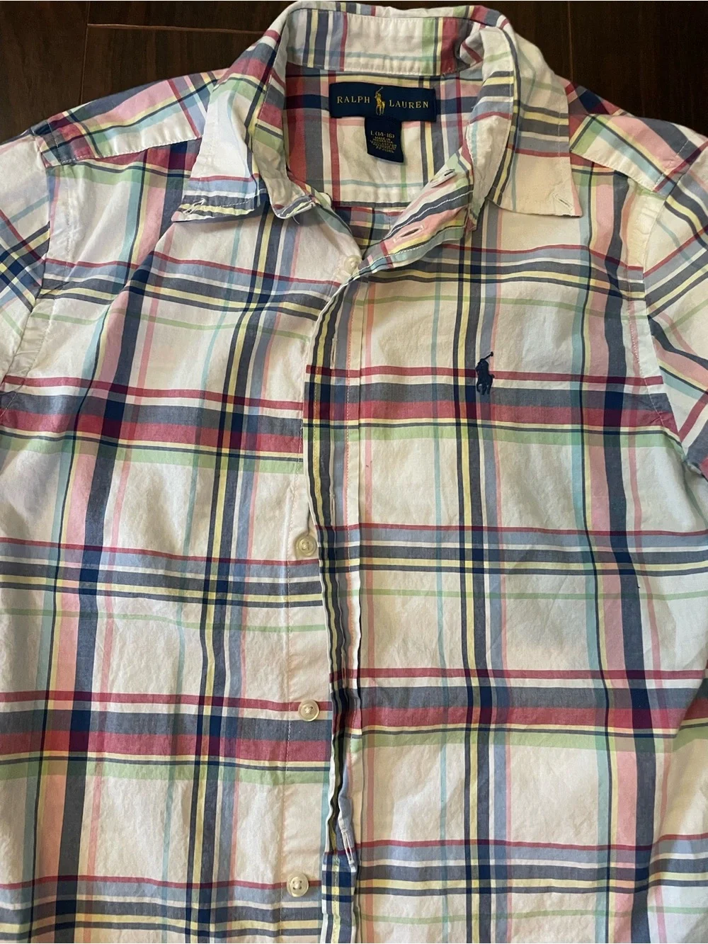 Ralph Lauren Multicolor Plaid Cotton Button-Down Shirt boys sz 14-16